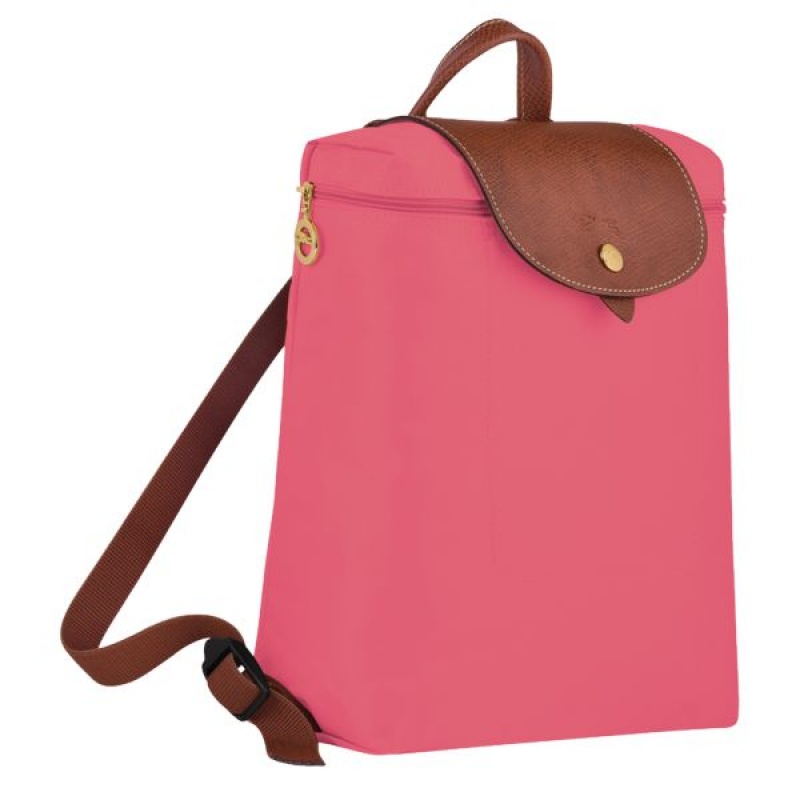 Pink / Brown Longchamp Le Pliage Original M Women's Backpacks | 96578-HPIS