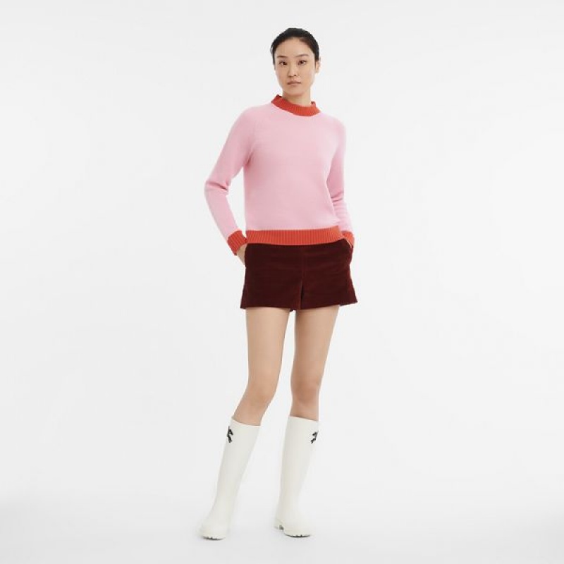 Pink / Orange Longchamp Knit Women's Sweaters | 72614-BVIN