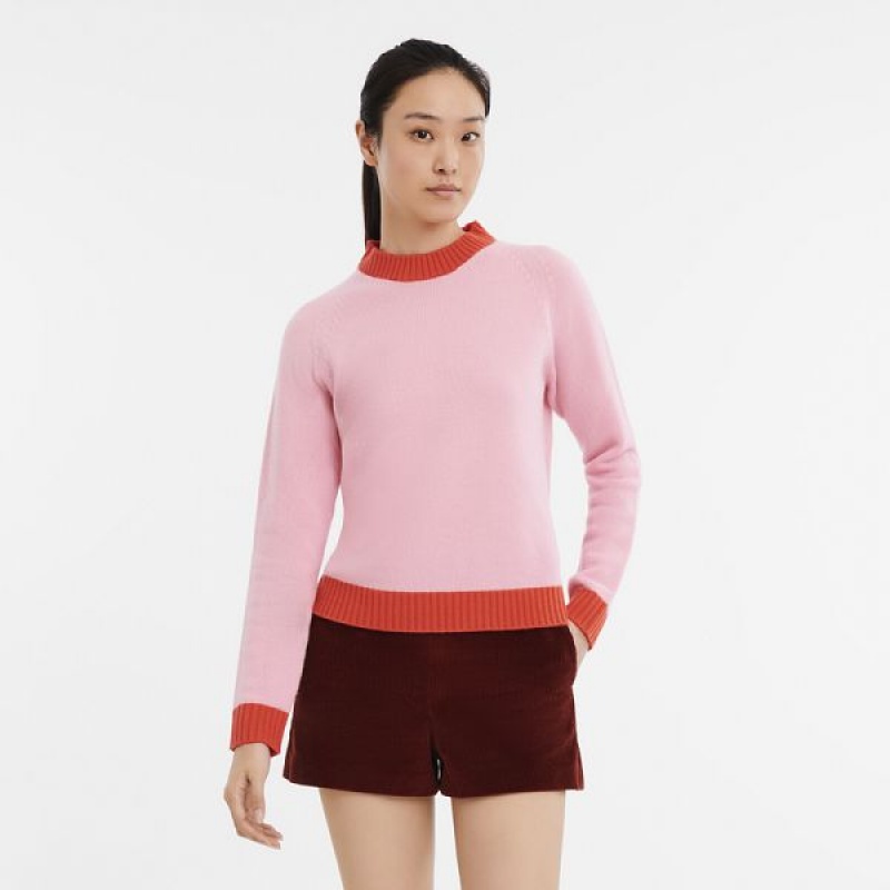 Pink / Orange Longchamp Knit Women's Sweaters | 72614-BVIN