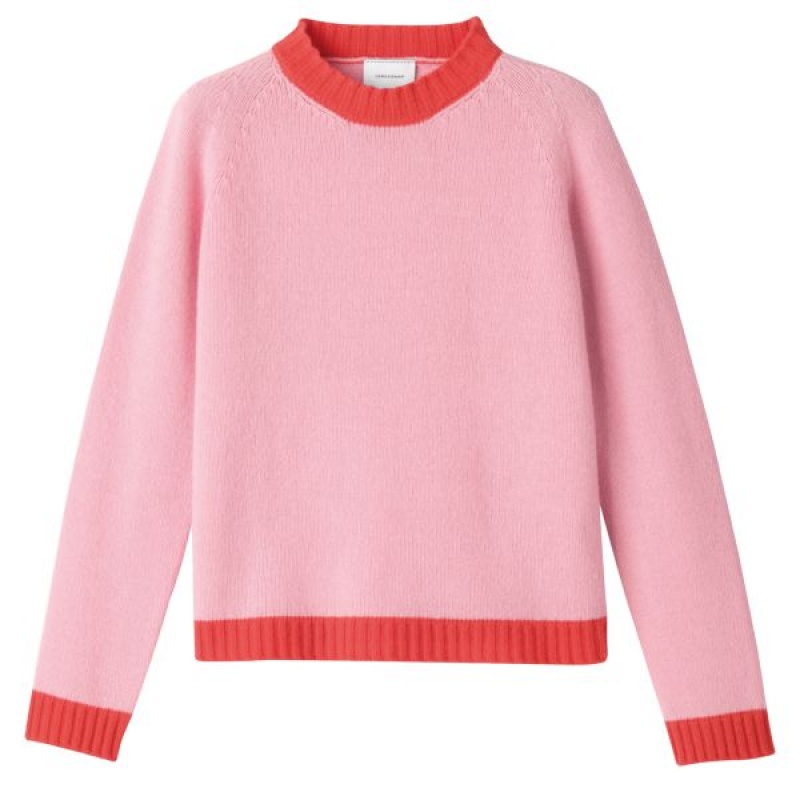 Pink / Orange Longchamp Knit Women's Sweaters | 72614-BVIN