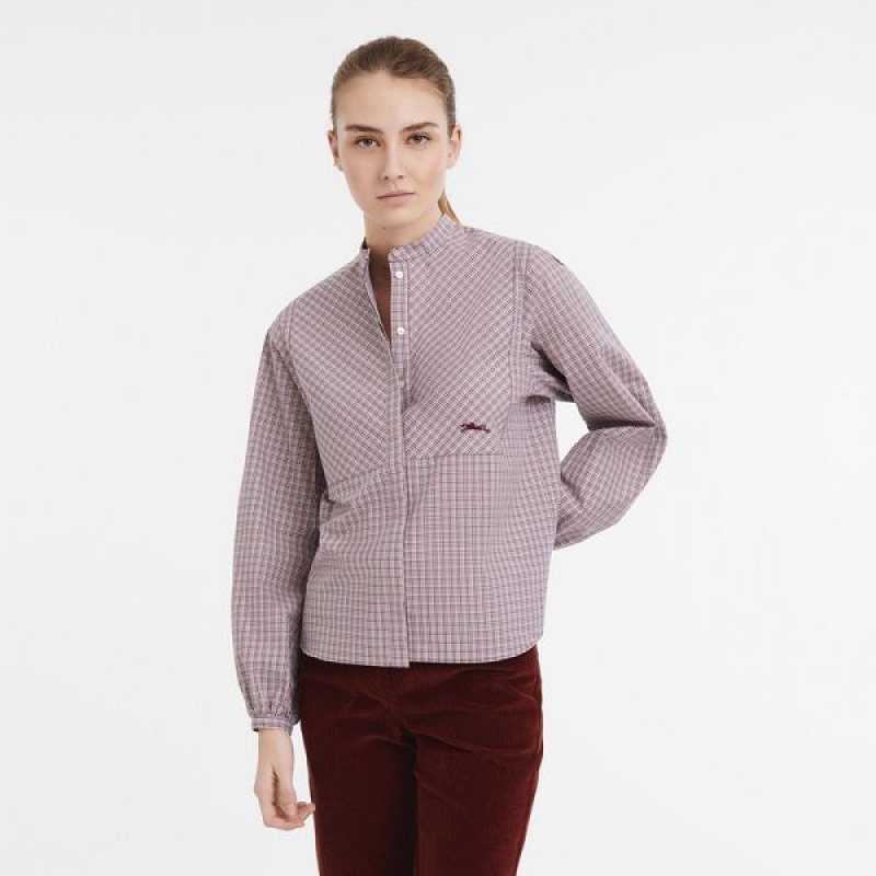 Purple Longchamp Crepe Women's Blouse | 87641-HLPE