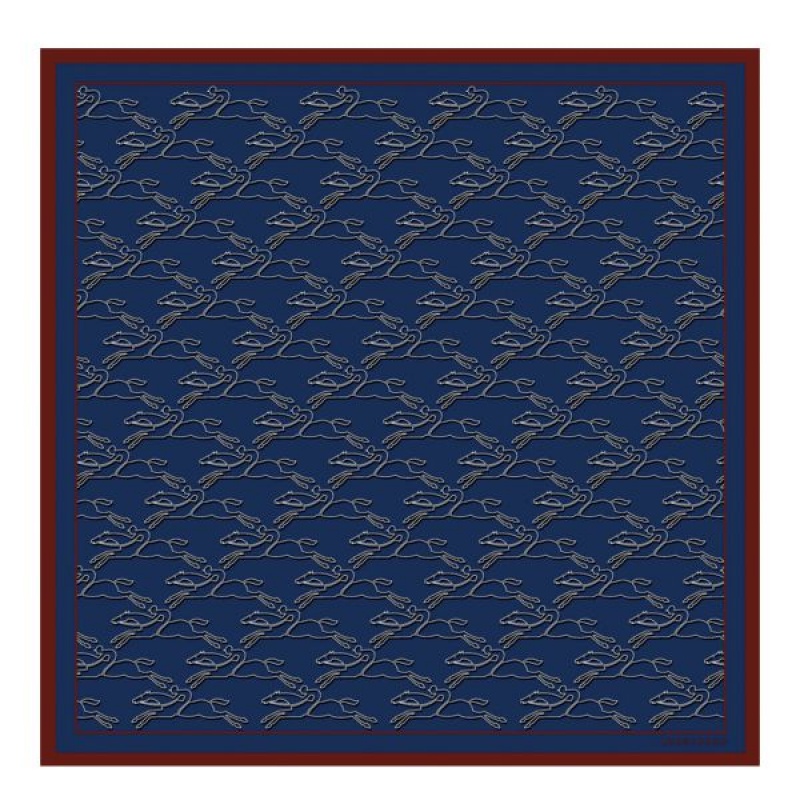 Purple / Navy Longchamp Chevaux Recto Verso Silk 70 Women's Scarf | 09257-LWGU