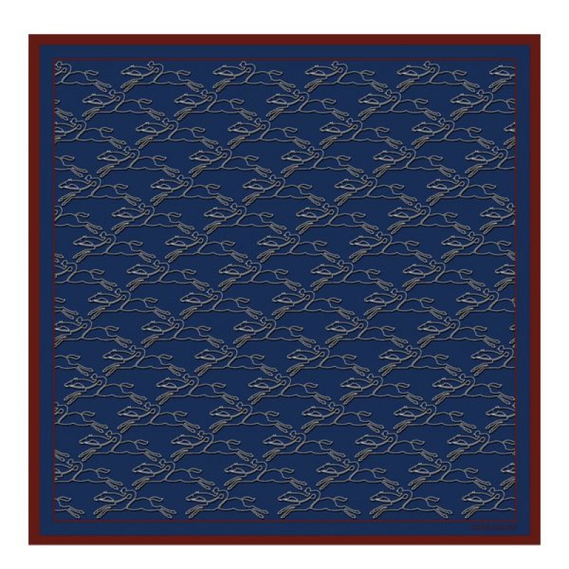 Purple / Navy Longchamp Chevaux Recto Verso Silk 70 Women\'s Scarf | 09257-LWGU