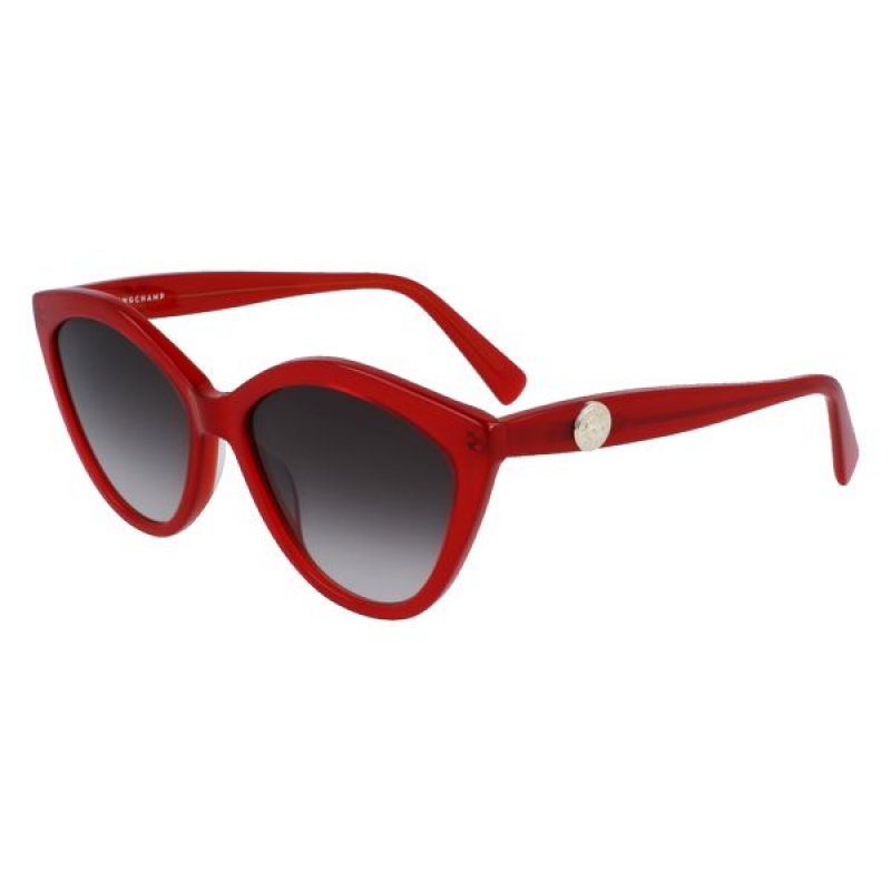 Red Longchamp Acetate Women's Sunglasses | 78031-MFCQ