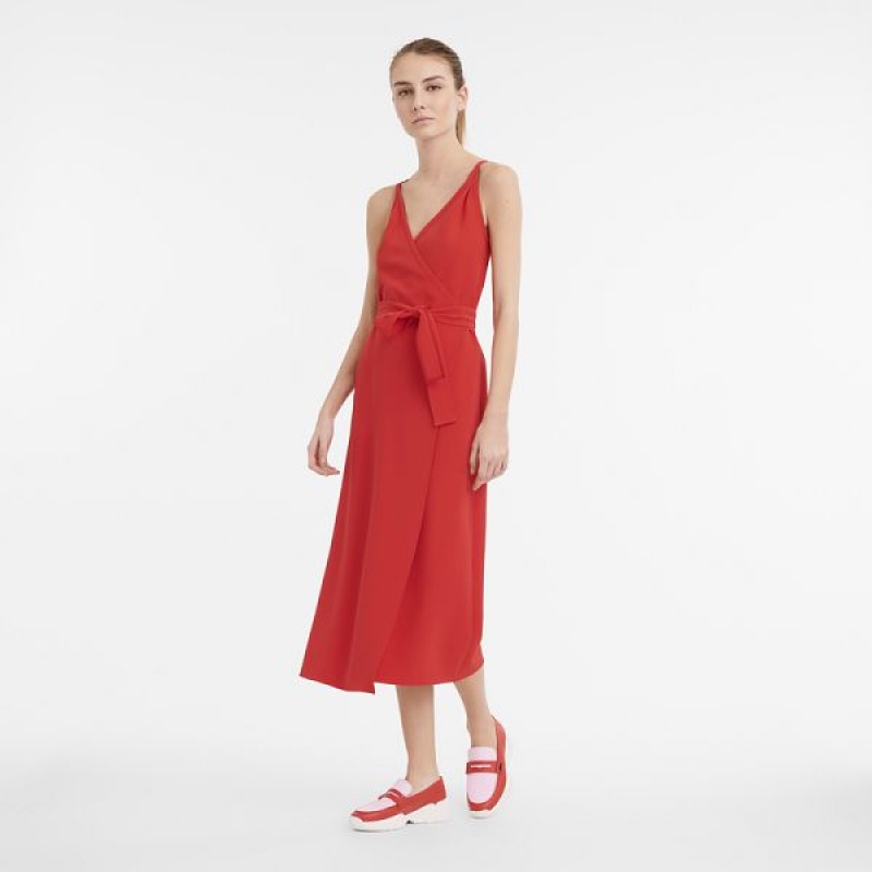 Red Longchamp Crepe Women's Dress | 39508-SUVT