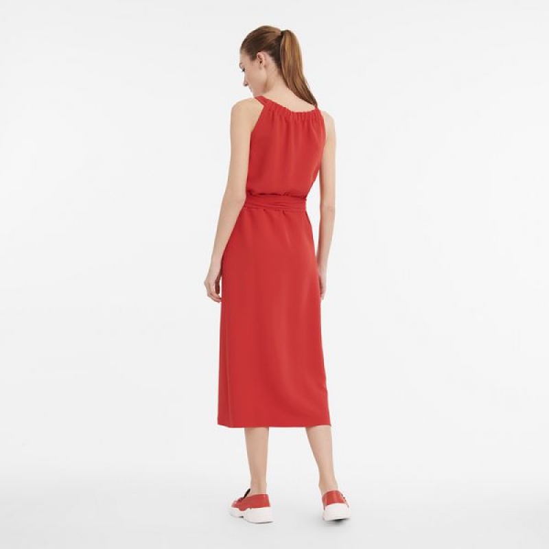 Red Longchamp Crepe Women's Dress | 39508-SUVT