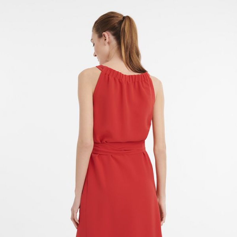 Red Longchamp Crepe Women's Dress | 39508-SUVT