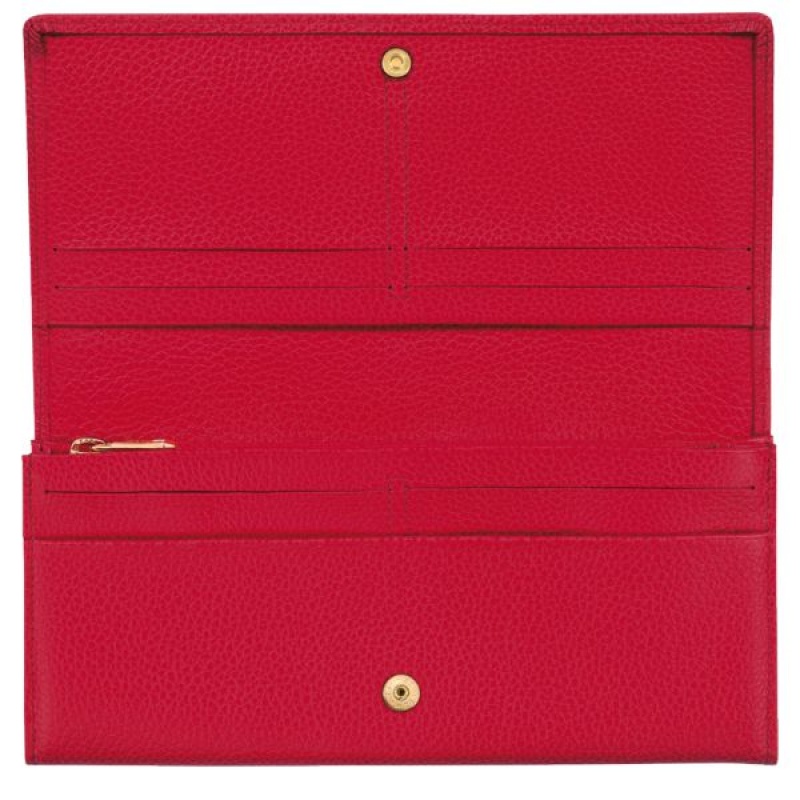 Red Longchamp Le Foulonne Continental Women's Wallets | 39218-FMBP