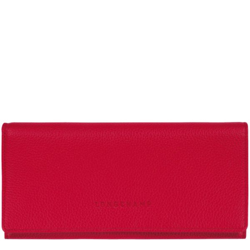 Red Longchamp Le Foulonne Continental Women's Wallets | 39218-FMBP