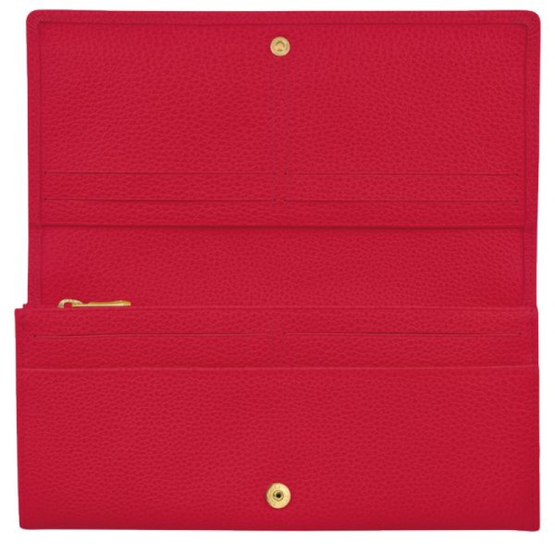 Red Longchamp Le Foulonne Continental Women's Wallets | 72301-JDMH