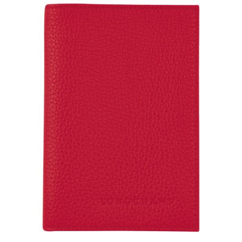 Red Longchamp Le Foulonne Men's Passport Holder | 42671-PVRL