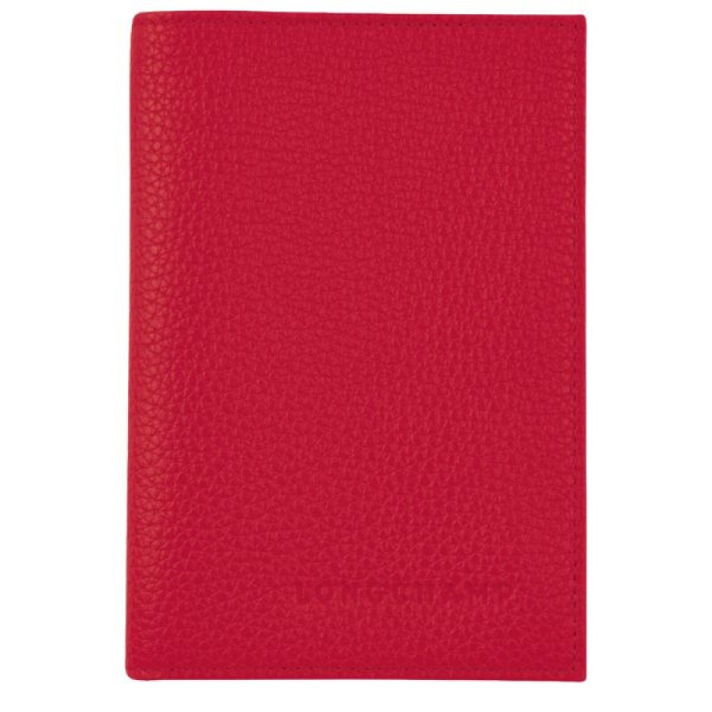 Red Longchamp Le Foulonne Men\'s Passport Holder | 42671-PVRL