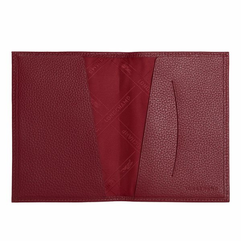 Red Longchamp Le Foulonne Men's Passport Holder | 73640-ALNX