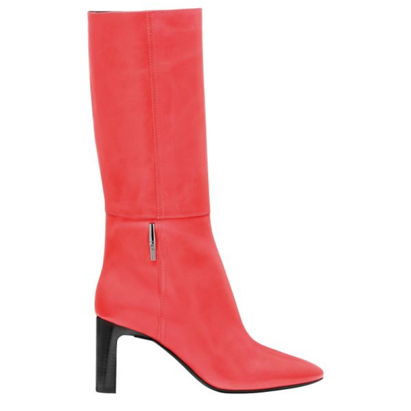 Red Longchamp Roseau Heel Women's Boots | 78593-HYUM