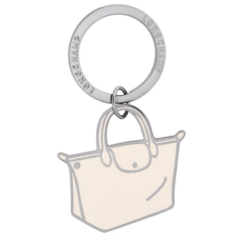 Silver / Beige Longchamp Le Pliage Women\'s Key Rings | 34802-KBHF