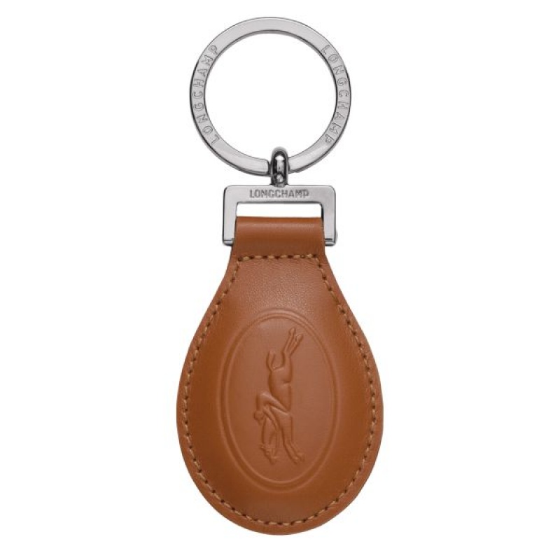 Silver / Brown Longchamp Le Foulonne Men's Key Rings | 24316-ELSR