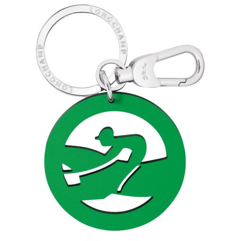 Silver / Green Longchamp Box-trot Women's Key Rings | 06439-AYEU