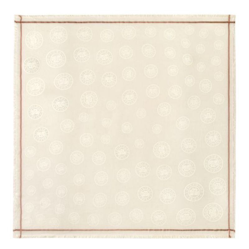 White Longchamp La Medaille Men's Scarf | 27198-OAXW