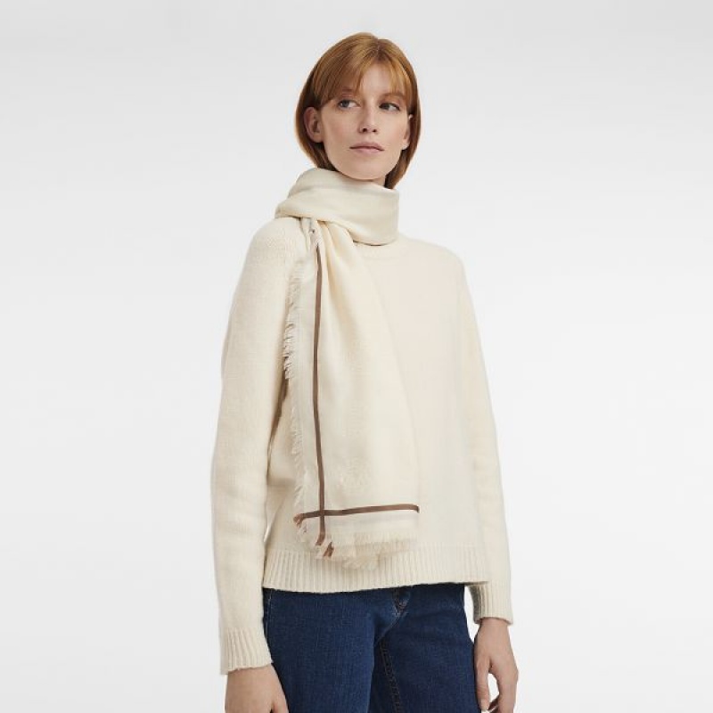 White Longchamp La Medaille Women's Scarf | 87905-UIKC