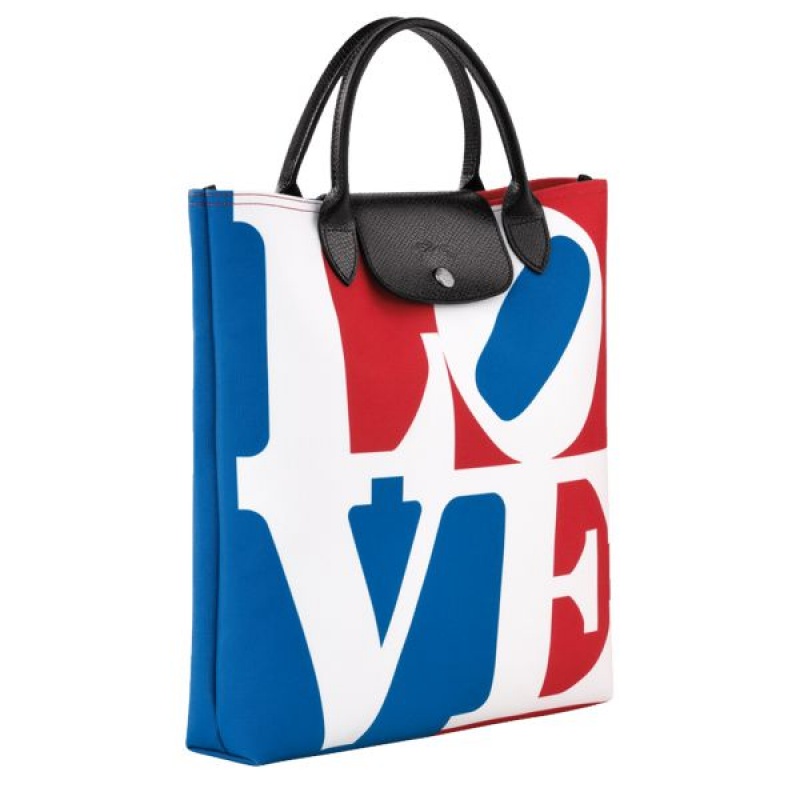 White Longchamp Robert Indiana L Men's Handbag | 67013-DMCF