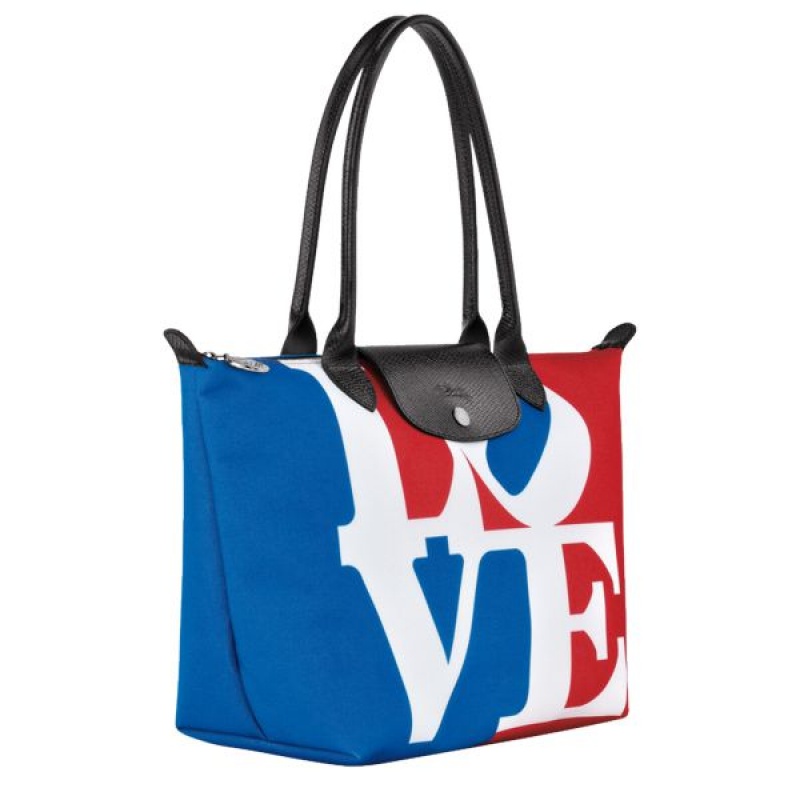 White Longchamp Robert Indiana M Men's Tote Bags | 02145-DFNI