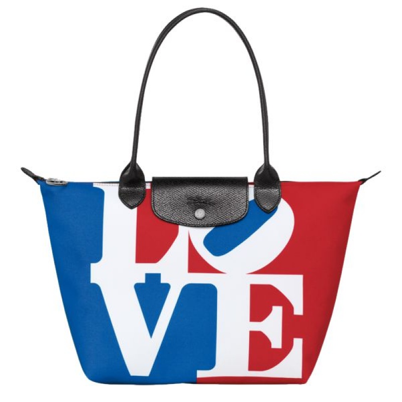 White Longchamp Robert Indiana M Men\'s Tote Bags | 02145-DFNI