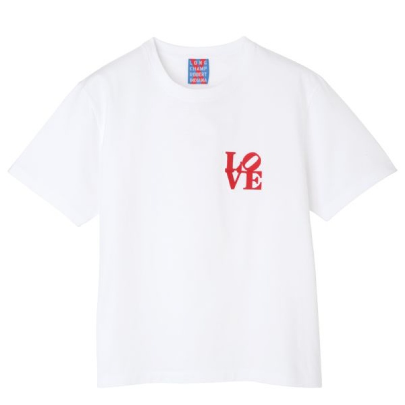 White Longchamp Robert Indiana Women's T Shirts | 70529-TNFV